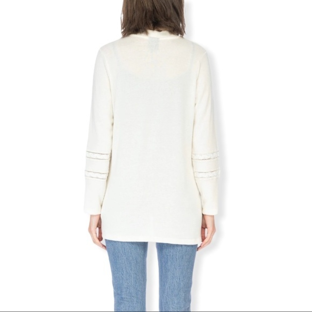 BOBEAU Susy Lace Inset Cardigan - NWT - Ivory - Picture 3 of 4